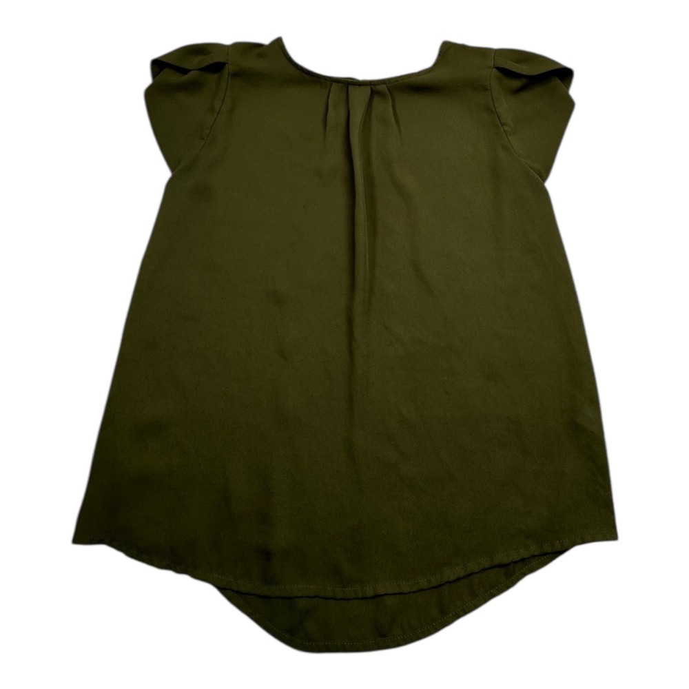 B_envied‎ Olive Green Cap Sleeve Keyhole Pleated Front Tunic Top Women's Small